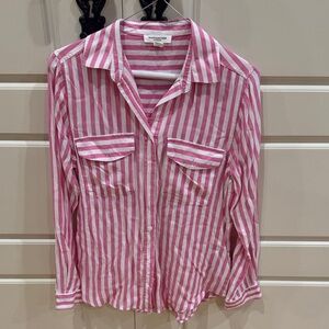 beachlunchlounge Pink and White‎ Striped Button Down Shirt